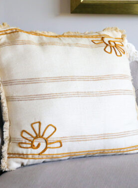 Flora 100% handwoven cushion cover-yellow