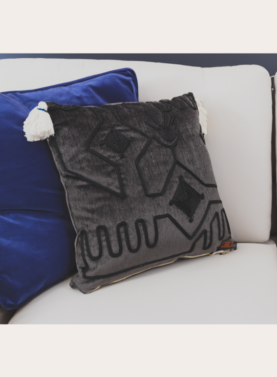 Dark Gray Embroidered Cushion Size 45 * 45 cm